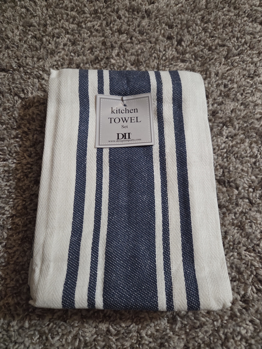 DII Navy Patterned Kitchen Towel Set